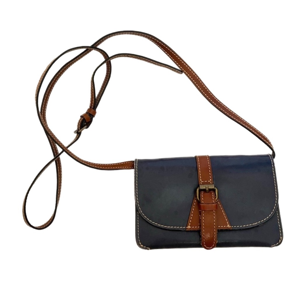 Vintage Patricia Nash Navy Blue leather crossbody bag